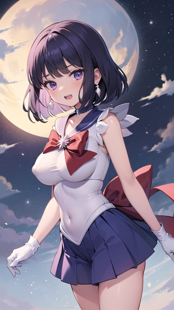 whole body espian,(masterpiece:1.2, highest quality:1.2), ((White Jade)), R15, High resolution, (Very detailed), (Complex), (Beautiful teeth shine:1.2), sunset, gradient null, null間, Cinema Lighting, (pixiv), 1 girl, (8k, hd, Portraiture, Cowboy Shot, anime, 4K, novel lighting), Soft contours, (Perfect quality:1.2), bangs
break (Tomoe Hotaru, Sailor Saturn), Purple eyes, Purple Hair, short hair,
break back bow, purple bow, purple choker, purple Sailor collar, Purple Skirt, bow, choker, Earrings, tiara, White gloves, jewelry, Magical girl, Big Breasts, clavicle, (white leotard), mini skirt, Sailor collar, Sailor Warrior Uniforms, boots, (Sleeveless), (See-through), (Skin dents:1.2), (steaming body:1.2), (Exposing shoulders, Bare waist, Thighs, Covered navel)
break (complete abnormality, Perfect hands), (Perfect pretty face:1.4), (The perfect outfit, Perfect body), Long legs, night, (null:1.2), Heavy breathing, (in front, energy, NFSW)