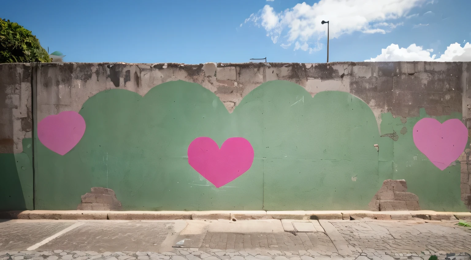 Muro(parede antiga) em uma Rua vazia(((Estácio-Rio de Janeiro))), deserta, com Outdoor(((broken hearts)))