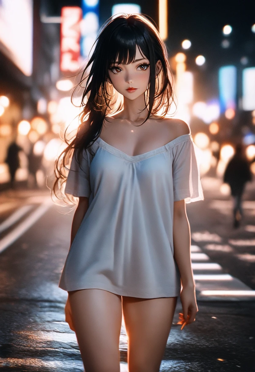 (masterpiece,best quality,ultra detailed),HD,highres,photorealistic,profesional photograph,smooth shading,profesional lighting,high-quality rendering,high-quality texture,expressive eyes,perfect face,extrmely detailed eyes and face,extremely detailed fingers,1girl,solo focus,(blue eyes),long hair,(blonde hair),(red lips),(round breasts),(cleavage),(see-through midriff),wearing short suit,houndstooth outfit,(black and white outfit color),seductive smile,outdoors background,street,tree,daytime,fine detailed background,scenery.