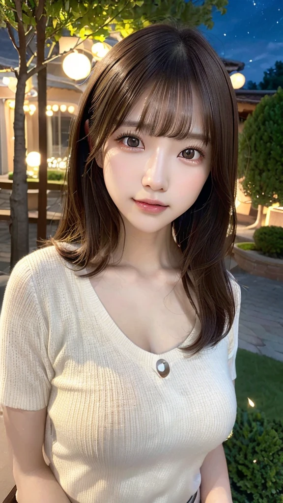 (highest quality,masterpiece:1.3,超A high resolution,),(Very detailed,Caustics),(Photorealistic:1.4,RAW shooting,)Ultra-Realistic Capture,Very detailed,High resolution 16K suitable for human skin、 Natural skin texture、、Skin tone is even and healthy looking、 Use natural light and color,One Woman,Japanese,,cute,brown hair,Middle Hair,(Written boundary depth、chromatic aberration、、Wide range of lighting、Natural Shading、)、(outdoor lights at night:1.4)、(Hair swaying in the wind:1)、short hair、Outward flicked edge