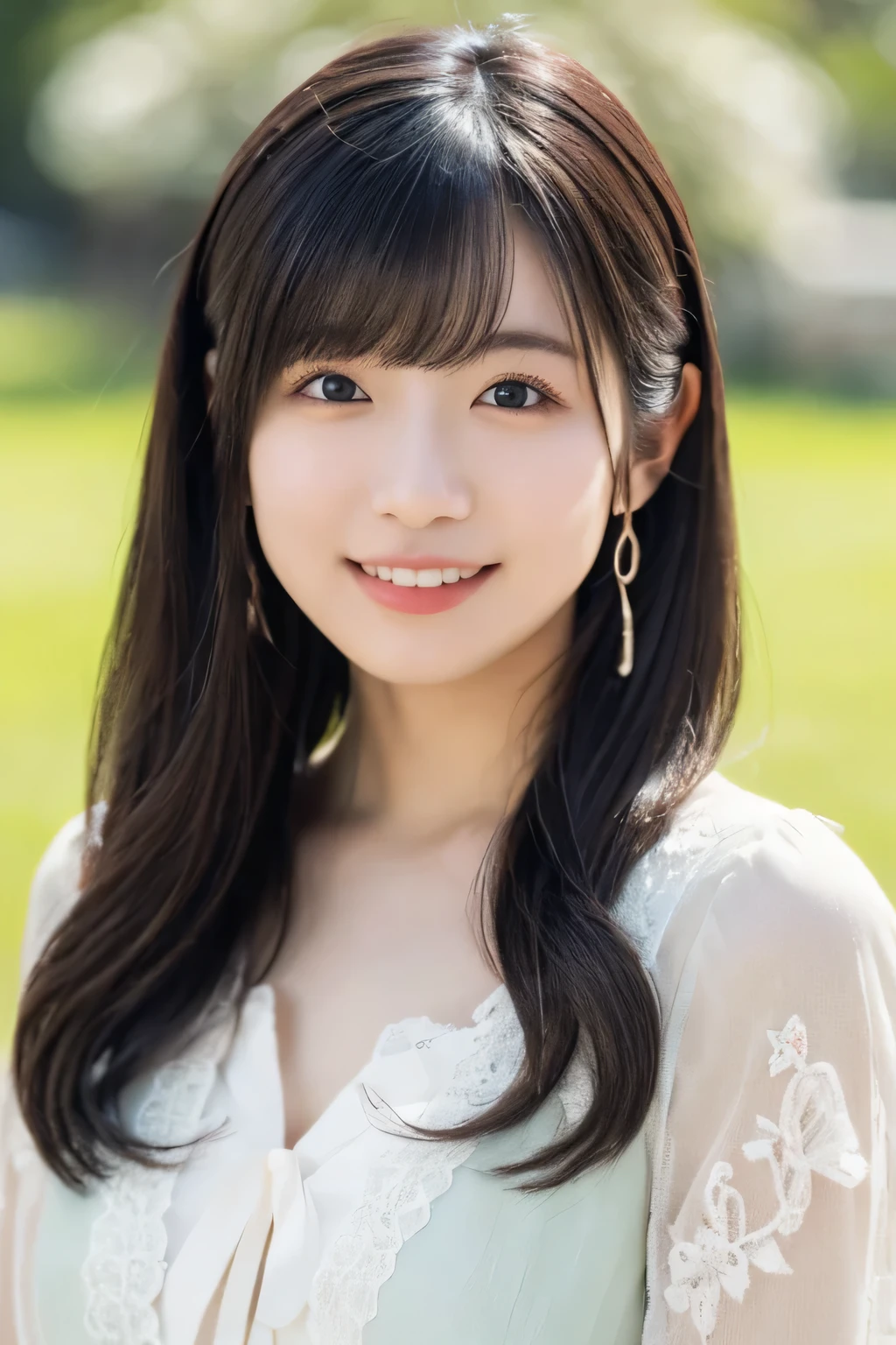 1 girl, (Wear a fashionable light-colored spring outfit:1.2), Very beautiful Japanese idol portraits, 
(RAW Photos, highest quality), (Realistic, Photorealistic:1.4), (masterpiece), 
Very delicate and beautiful, Very detailed, 2k wallpaper, wonderful, finely, very detailed CG Unity 8k wallpaper, Very detailed, High resolution, Soft Light, 
Beautiful detailed girl, Very detailed目と顔, Beautiful and detailed nose, Finely beautiful eyes, Cinema Lighting, 
(Simple background in light colors:1.3),
(Semi-long hair), 
Complete Anatomy, Slender body, Small breasts, smile