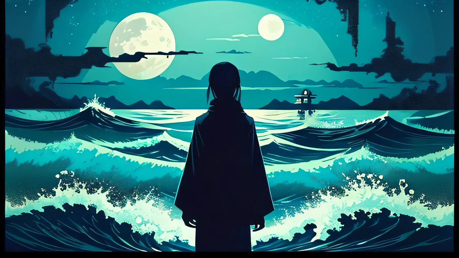 night、Misty sea、Spooky sea、Old Japan、A monster appears、There is no one