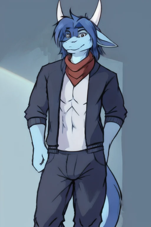 (((ace light blue fur with dark blue hair and 2 white horns, and is wearing a black pika jacket with a red scarf and a light blue t-shirt underneath the jacket with some long pants and a design on his T-shirt)) , day, sexy, sensual, detailed, uploaded to e621, beautiful and detailed portrait of an anthropomorphic with He has all
, ((male ))) kenket, Ross Tran, ruan jia, uploaded to e621, zaush, foxovh, movie lighting, skinny, alone, laying down in bed, in a bedroom, bedroom, laying down completely but back against the bed, camera angle above him, not very much muscle, 3D blender rendering with really good shadows and lighting 3D art