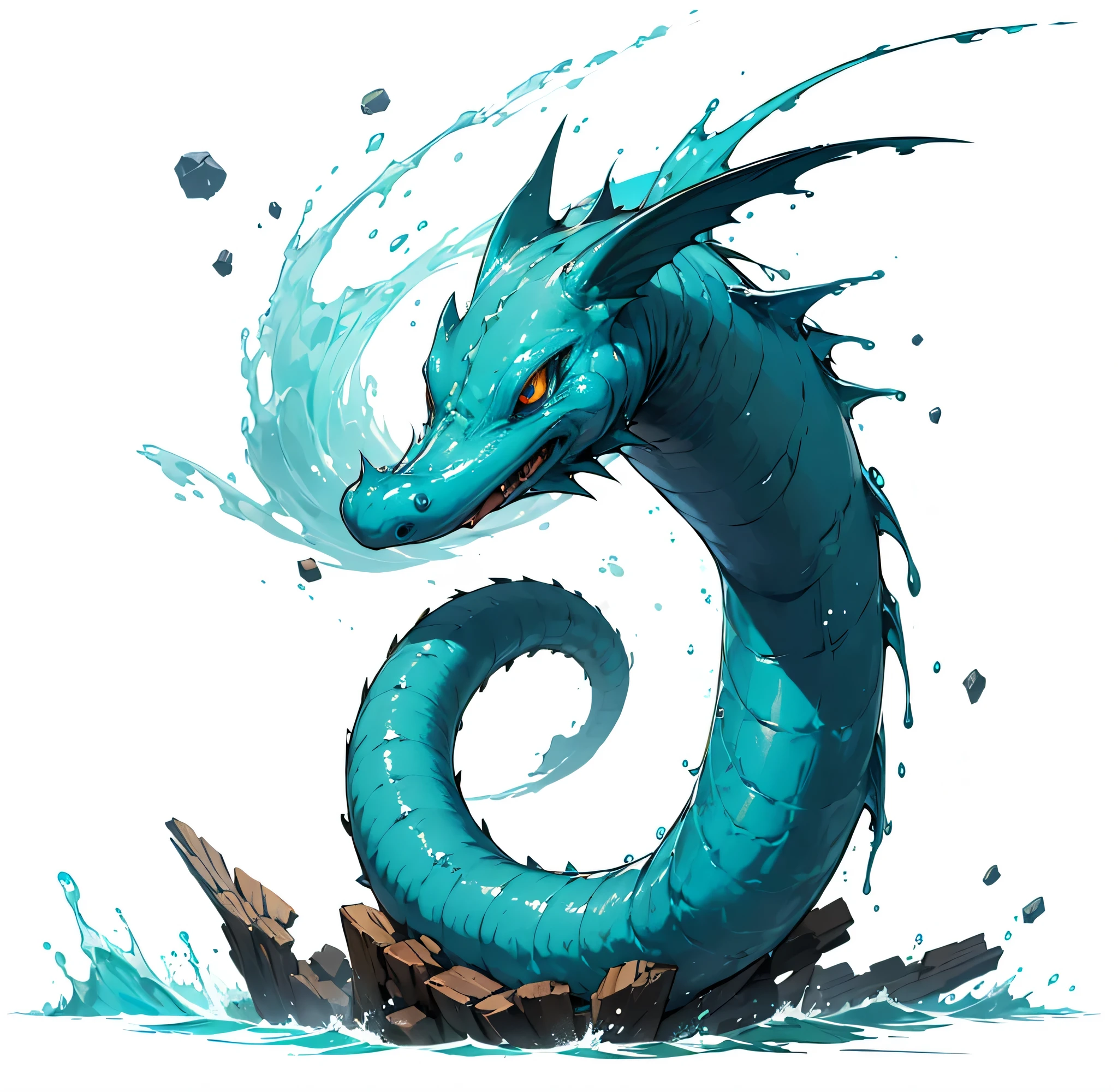 Animal monsters, eel-like in body, their eyes are very large and protrude forward, (do not have a mouth), (water sea background)