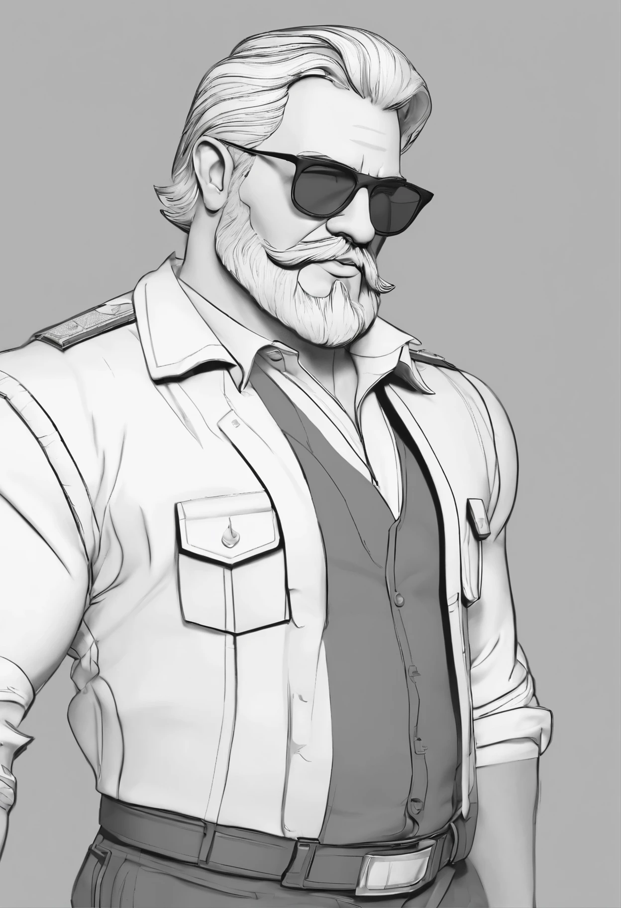 portrait, personnage de dessin animé d'un homme blanc, homme avec barbe grise, cheveux noir, souriant, Pas de lunettes noires et une chemise blanche, personnage d'animation, stylized character, rendu du style d'animation, stylized in 3D, Rendu Arnold Maya, stylized 3d render, toon rendu keyshot, Personnage 3D, Personnage 3D, stylized 3d render, rendu de personnage 3D, personnage de dessin animé, Caractère gros plan, Pose du personnage, (Style Pixar) (centerpiece:1.2) (Bokeh) (best quality) (detailed skin) (detailed texture) (8k) (argile) (cinema lighting) (sharpness