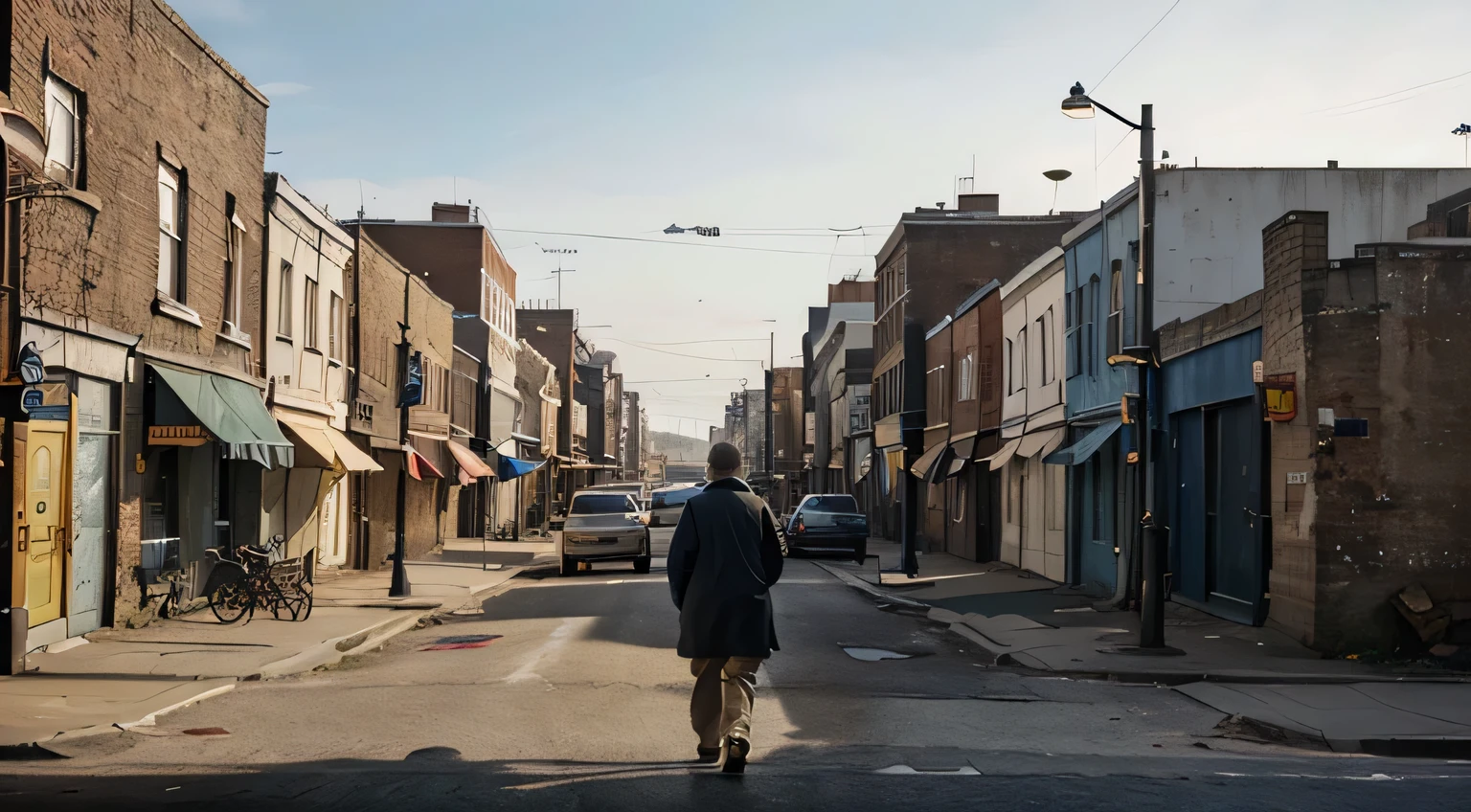 "A old men passing by a deserted street in Penny Lane, Liverpool, with a mural (old wall) depicting torn hearts on an outdoor billboard. (best quality, highres), with ultra-detailed and realistic portrayal, showcasing the vibrant colors and bokeh effect. The mural is created with a mix of painting and illustration techniques, giving it an artistic touch. The street is empty, emphasizing the desolation and loneliness. The old wall showcases a weathered texture, adding character to the scene. The lighting is dramatic, casting long shadows on the wall and creating a sense of mystery. The overall color tone is somber, with a hint of melancholy. The old men walking past the mural is wearing casual attire, conveying a sense of solitude and contemplation. The mural acts as a visual representation of heartbreak and emotional vulnerability, setting a poignant tone for the artwork. The composition of the image is carefully framed to capture the essence of the deserted street and the emotional impact of the mural's imagery.