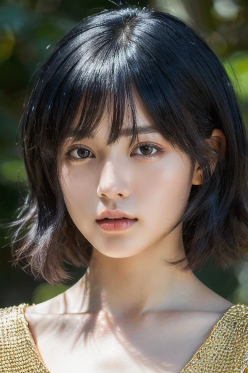 (Highest quality, Very detailed, masterpiece:1.2), 1 women, Very thin body, length, Thin legs, ((Black wavy short hair:1.2)), ((Thick and fluffy bangs)), Very detailedな顔,A faint smile, small, Thin Nose, small thin mouth, Extremely sharply focused eyes, Japanese, Beautiful Face, Realistic eyes, Beautiful and beautiful eyes, Realistic Skin, Beautiful Skin, charm, (A vivid face), Beautiful Hairstyles,((Over Size Tシャツ)),脇を見せる,腕を上げる,Creepy and unique hairstyles,下からのアングル, High resolution, Vibrant color palette, Mysterious and mysterious stone wall, Amazing place,Characteristic dark shadows and strange details, background, Backwards