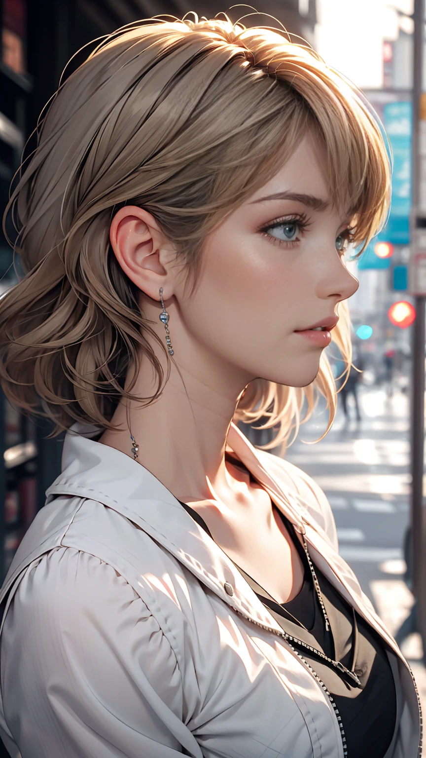 Gray Hair, girl, Profile picture, blue eyes