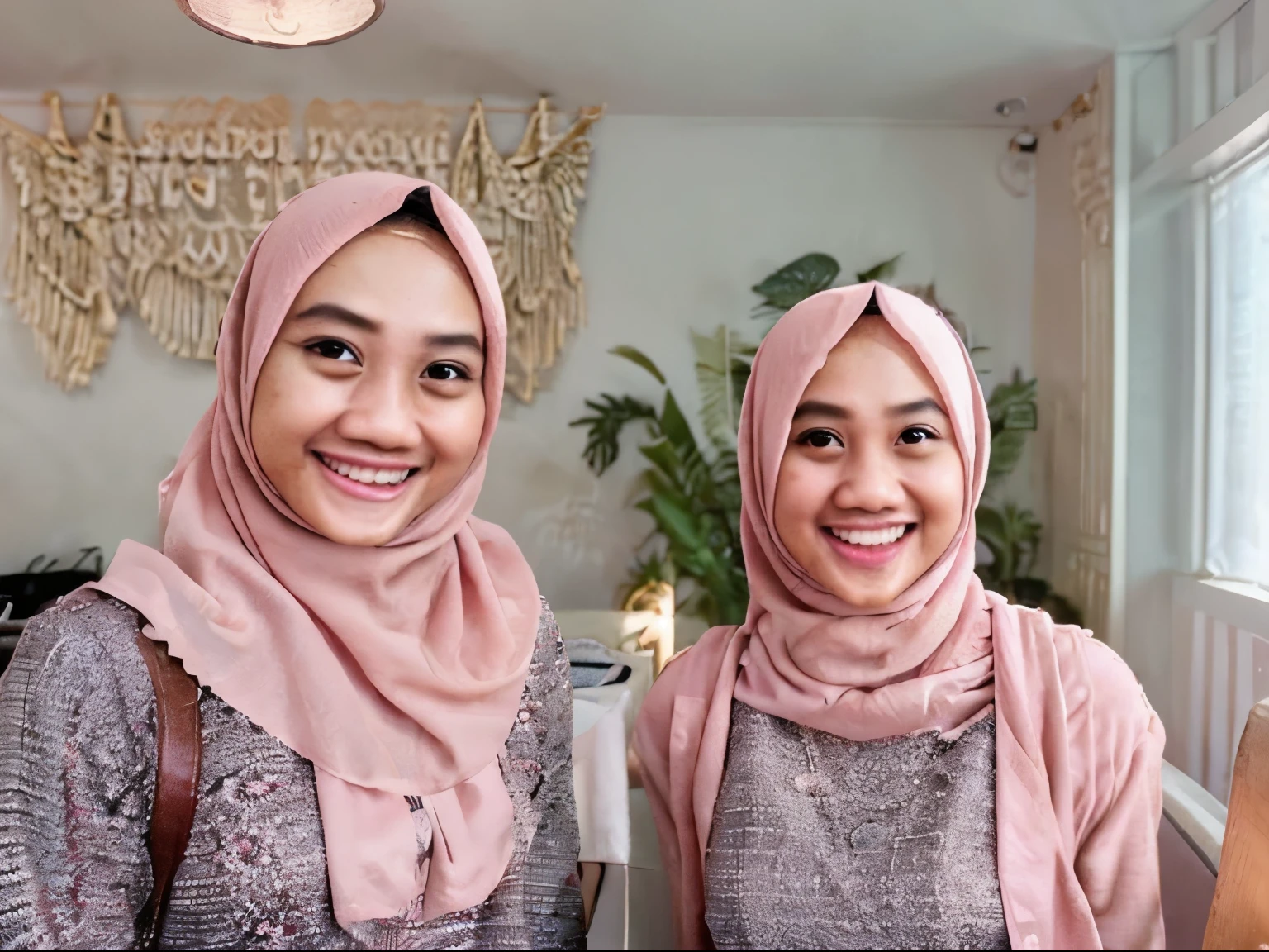 3 malay girls, (happy smile, laughing: 1.3), 8k, RAW portrait of malay girls with pompom plain hijab, 80mm, ultra high resolution, top quality, break wearing bra and high waist short pleated skirt, top view, (looking up at the viewer from below), big, modern grey pastel living room, bed, sitting on fluffy couch with many big cute pillow, many cute pillow, break (natural skin texture, detailed skin, hyper-realism, super sharpness), intricate details, high resolution, natural light, cheerful environment, pastel color, high quality, 8k,