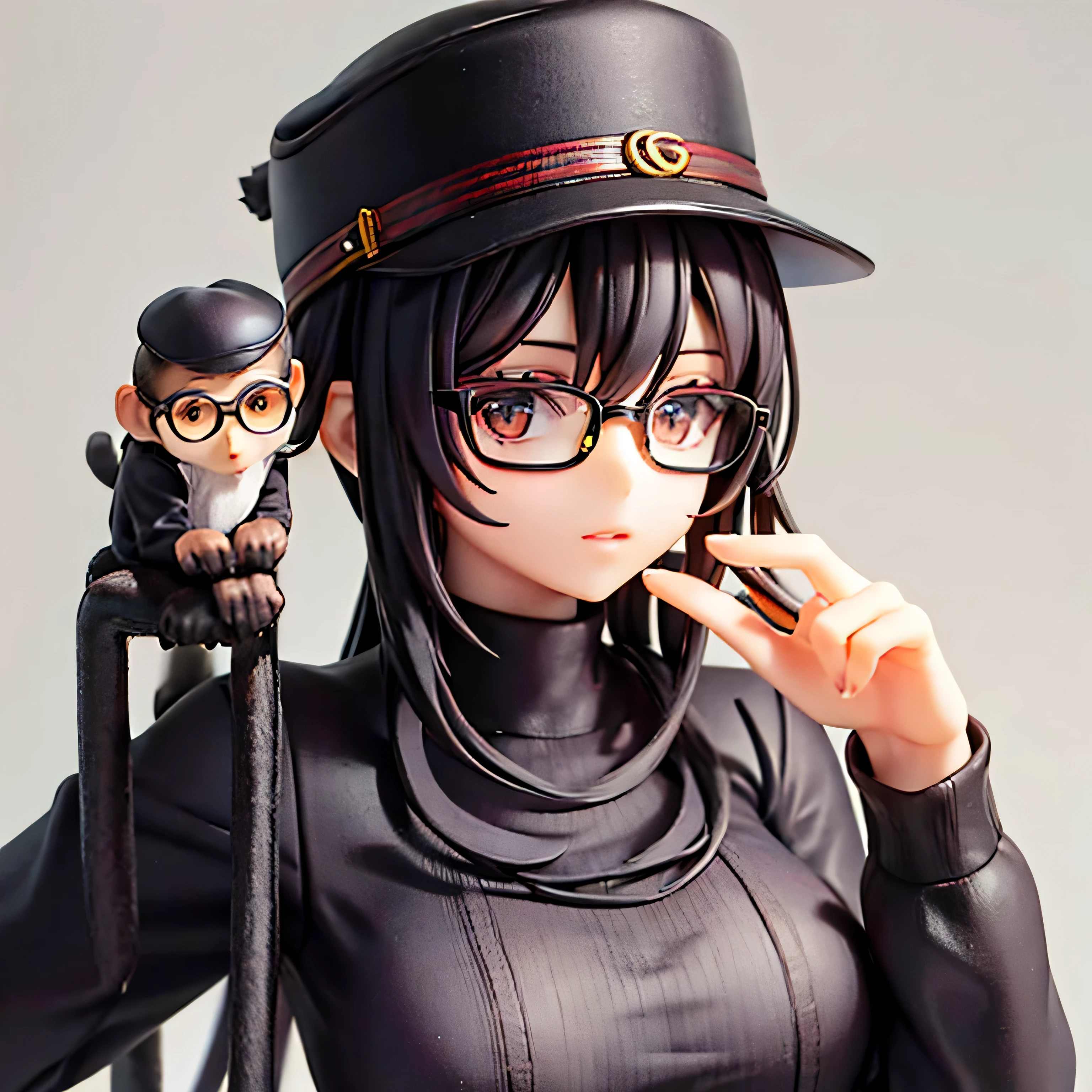 monkey, black turtleneck shirt, glasses, gucci hat