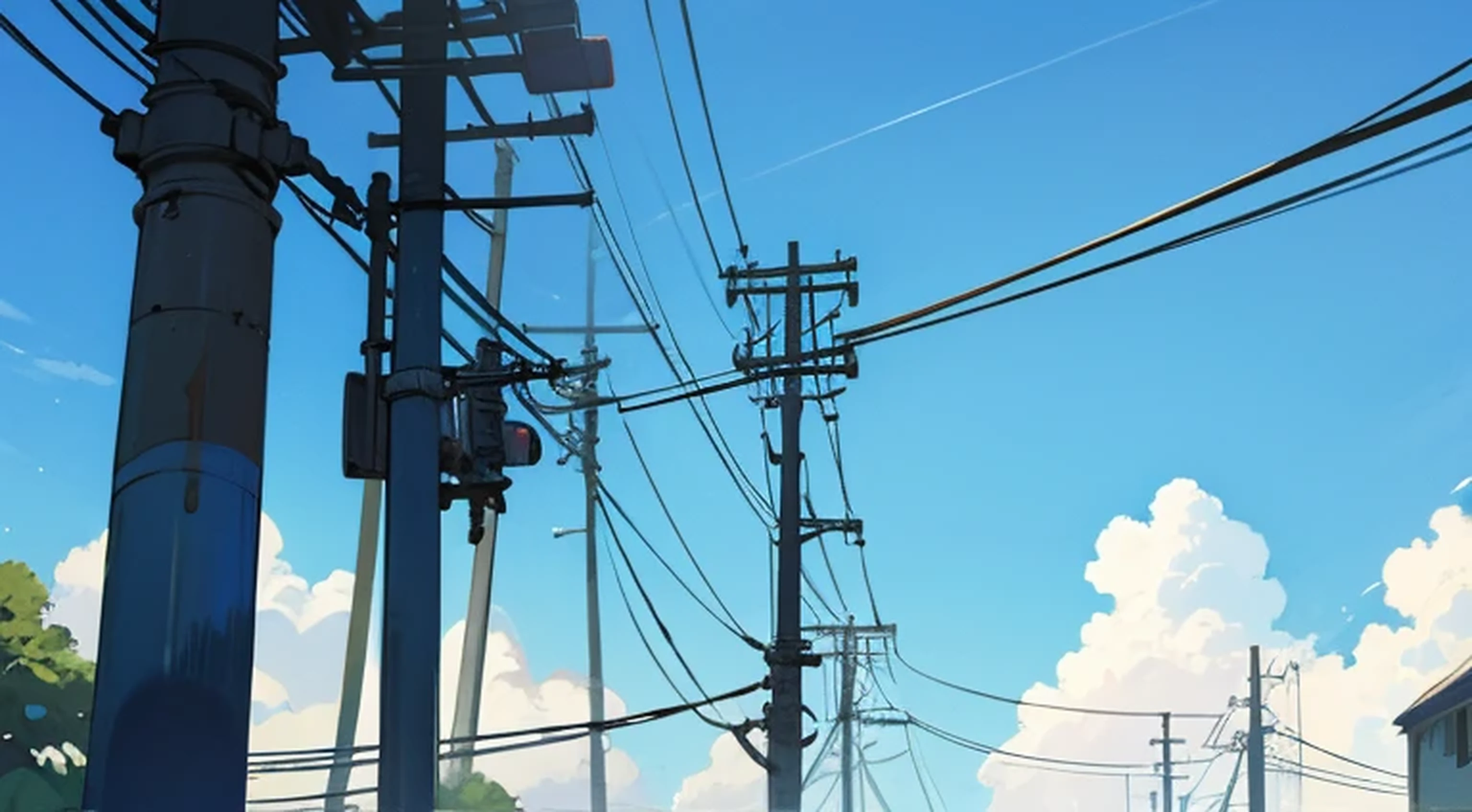 blue sky, Looking up at the electric pole
