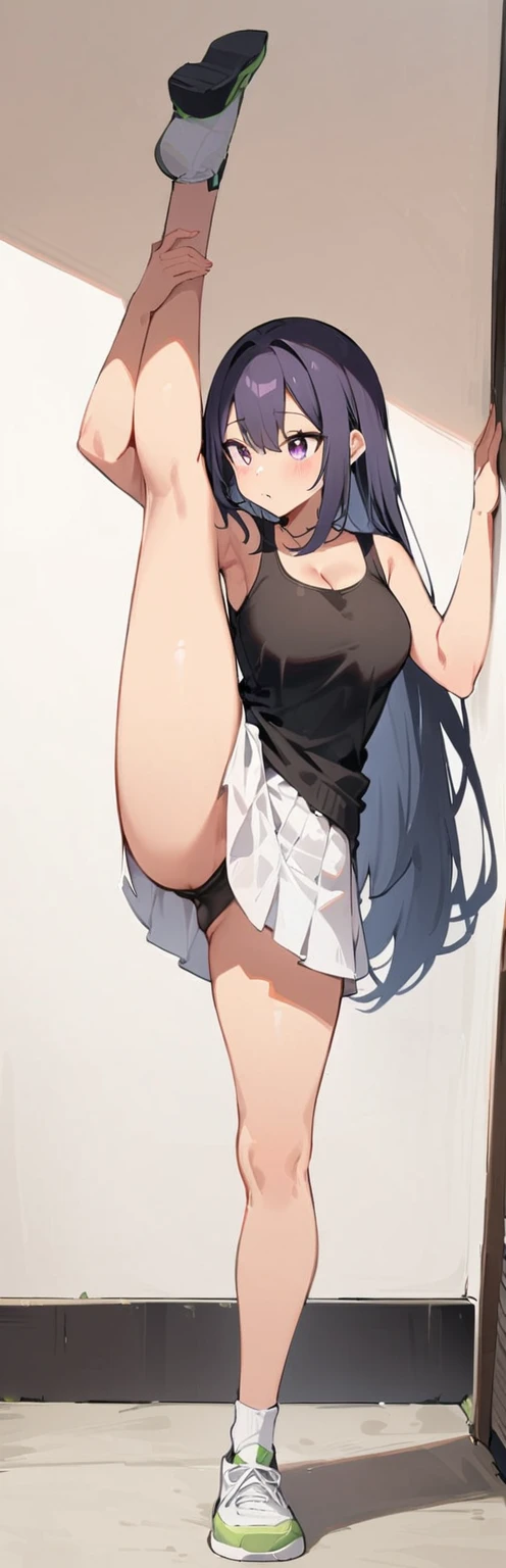 (masterpiece, highest quality:1.2), 1 girl, alone,Are standing_Split,
Yuuki eats, long hair,Black sleeveless tank top,white skirt,
