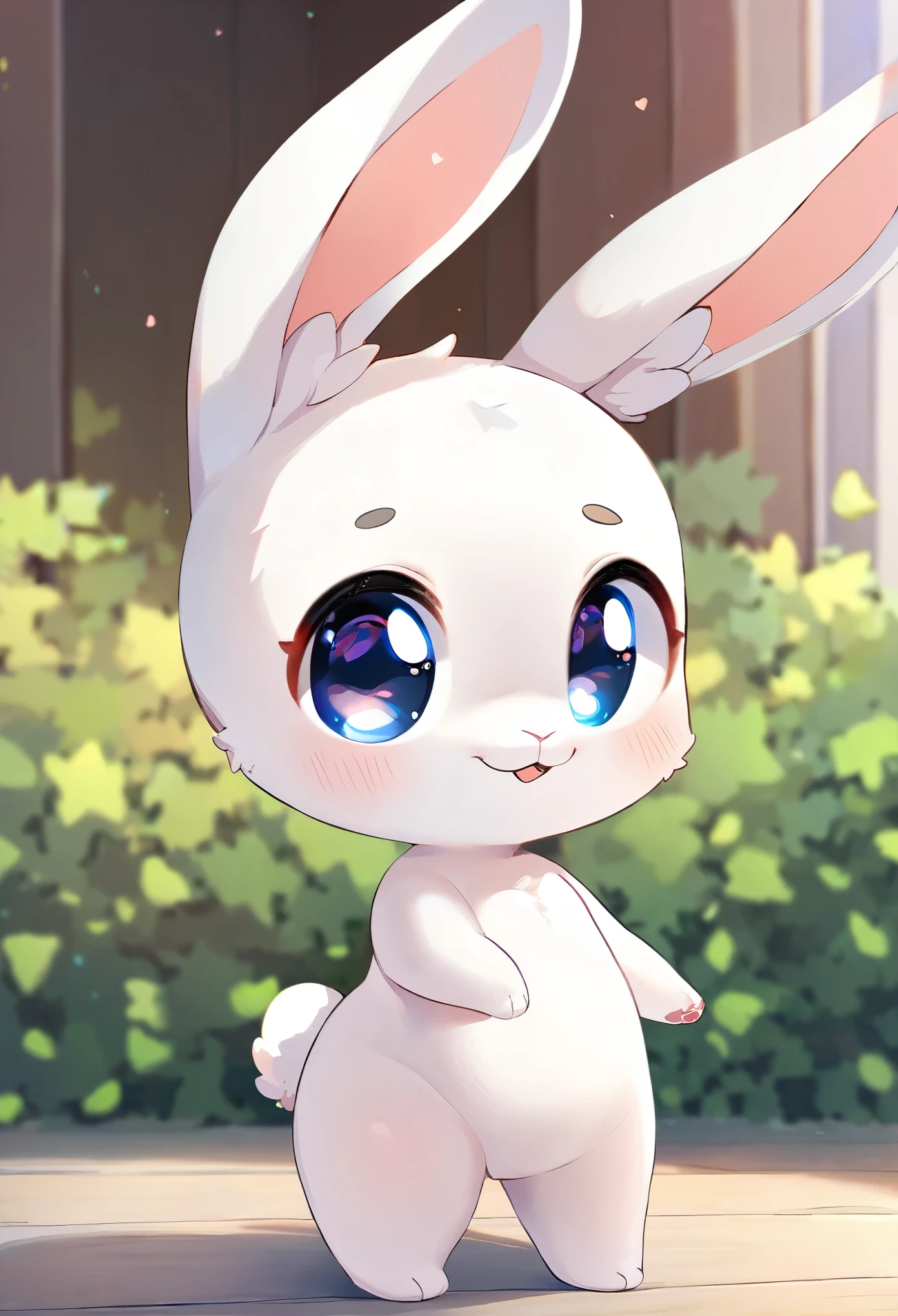 best quality, cute rabbit stands up and look around, cute face, cute pose