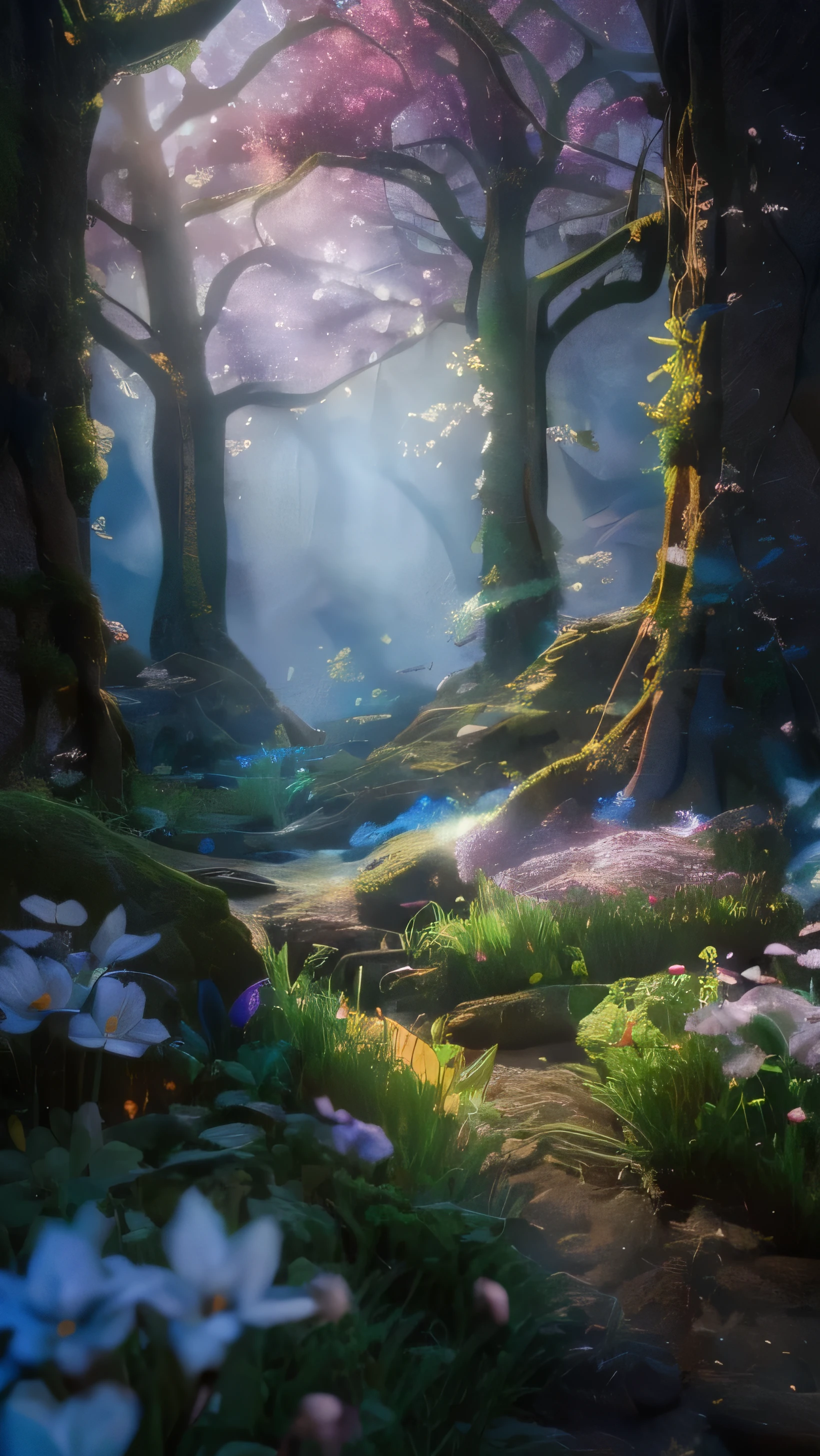 Masterpiece, best quality, (very detailed CG unity 8k wallpaper) (best quality), (best illustration), (best shadows) Nature&#39;s delicate leaves petals of various colors falling in the air light Tracking, flowers colorful,river,rocks,white wood fences,trees,super detailed --v6