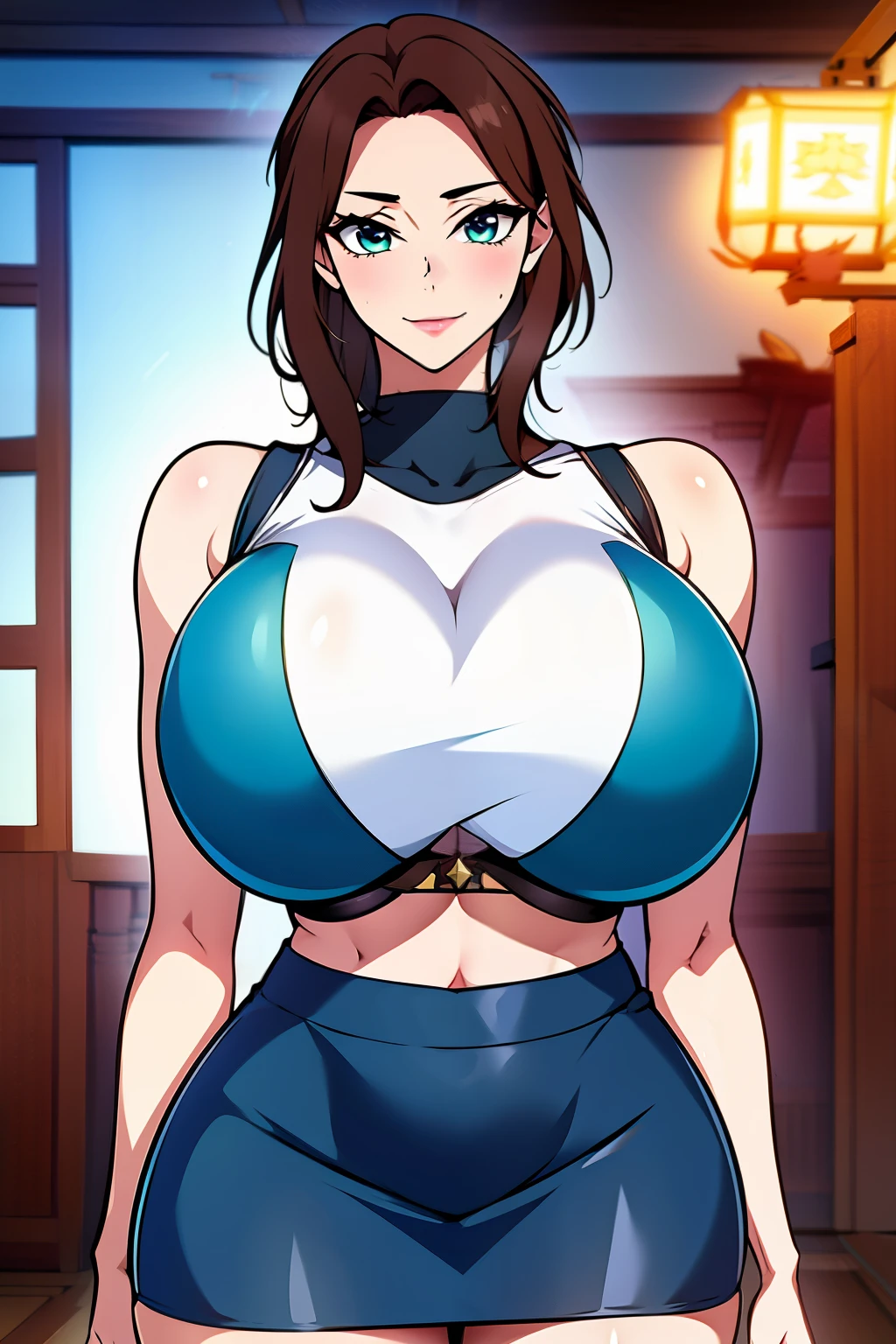 An anime-style artwork depicting ruan mei from the game Honkai star rail.
Tags: ruan mei, anime, detailed eyes, detailed lips, crop top, turtleneck, pencil skirt, miniskirt, smiling expression, intense gaze, dynamic pose, indoor, palace, vibrant colors, digital art, high-resolution, professional quality, gigantic breasts, curvy, cowboy shot, (gigantic breasts: 1.4), (green eyes:1.1), (light brown hair)