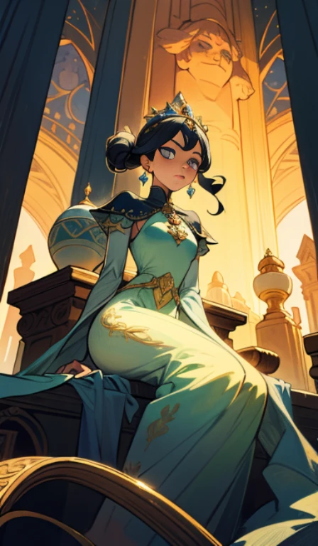 fantasia, 19th-century, empress, mulher, rosto delicado, cabelo loiro claro, olhos azuis, em um vestido real branco com ombros abertos, gold patterns on fabric, crystal jewelry, com uma fita escarlate no ombro com os trajes do monarca, Gothic castle made of white stone in the background, luz, dia, High definition