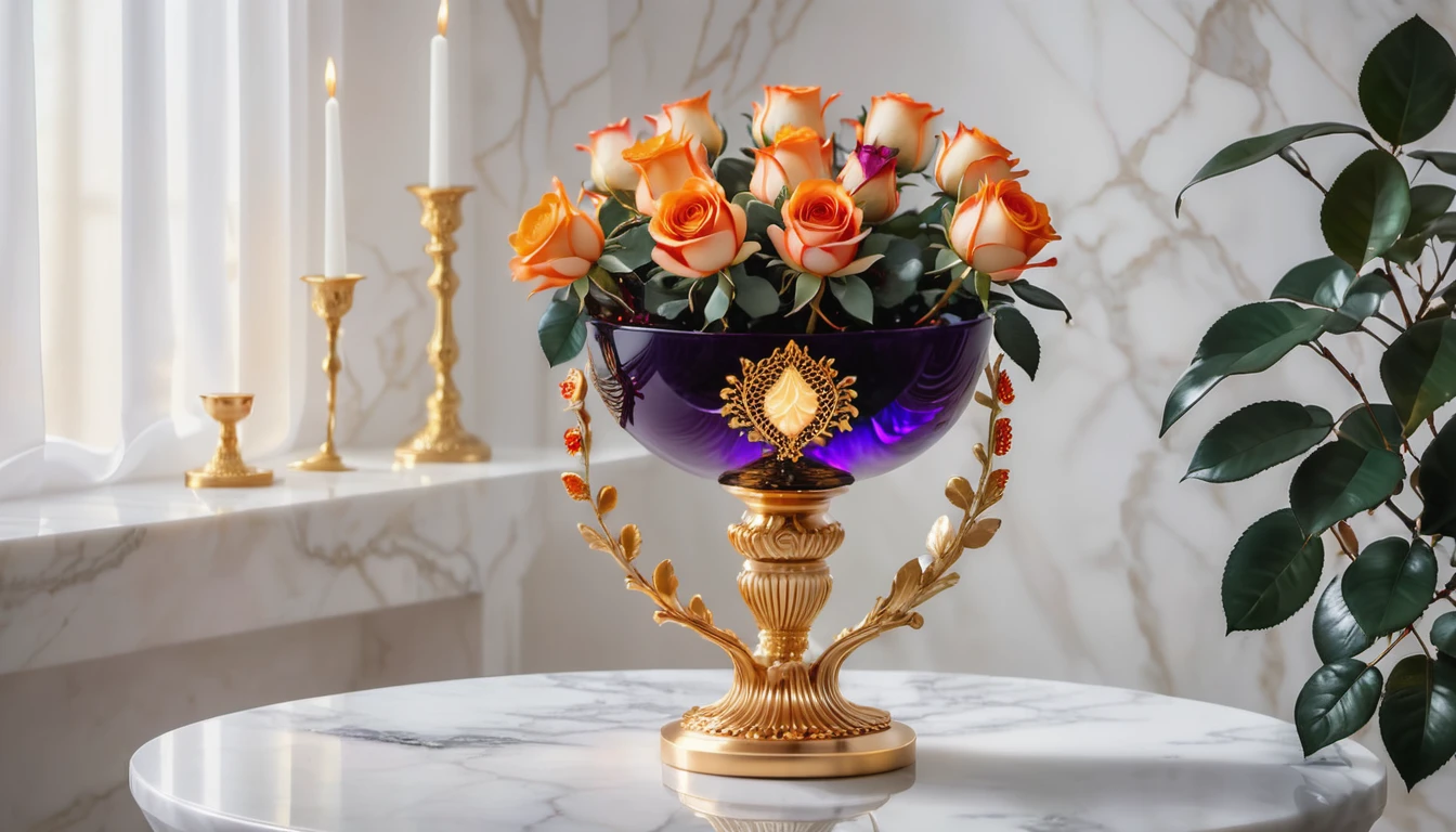 (masterpiece, best quality:1.2) minature sun on a pedestal. oranges on a white marble table, deep purple velvet drapes, 8k, photography style,2 glasses with orange bioluminescent fluid in them, on a white marble table, bioluminescent, colorfull, glow, fluid, glowing, Appetizing, professional, culinary, high-resolution, commercial, highly detailed,neon hue, full of color, 1 white rose between glasses, sunlite background, radiant sunlight, 8k , 12 white roses, no red roses, sun on a pedestal. in keywest at sunset, on a beach, there are 12 only white roses, oranges on a white marble table,gold coins on the table, mist in background, 8k, photography style,a clear glass jewel studded vase with orange bioluminescent fluid in them, on a white marble table, jewels of red rubies and emeralds on the table, deep purple velvet drapes, bioluminescent, colorfull, glow, fluid, glowing, Appetizing, professional, culinary, high-resolution, commercial, highly detailed,neon hue, full of color, there are 12 white roses in a marble and gold vase, sun lite background, radiant sunlight, 8k, um close up de um anel com uma grande pedra rosa cercada por diamantes, fotografia de joias, joias detalhadas, joias vermelhas, joias intrincadas, joias ornamentadas, joias detalhadas, joias ornamentadas, detalhes finos requintados, joias de ouro, joias ornamentadas e intrincadas, design de joias, agarrando filigrana intrincada, filigrana dourada e vermelha, Gemas ornamentadas, Rubis, filigrana de joias de ouro