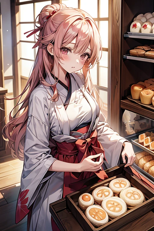 Enchanting anime girl, Naughty, Naughty anime style, Beautiful and attractive anime woman, Top rated on pixiv、beautiful girl、Japanese、Smaller breasts、Japanese bakery、Bakery clerk、Quiet、Inconspicuous