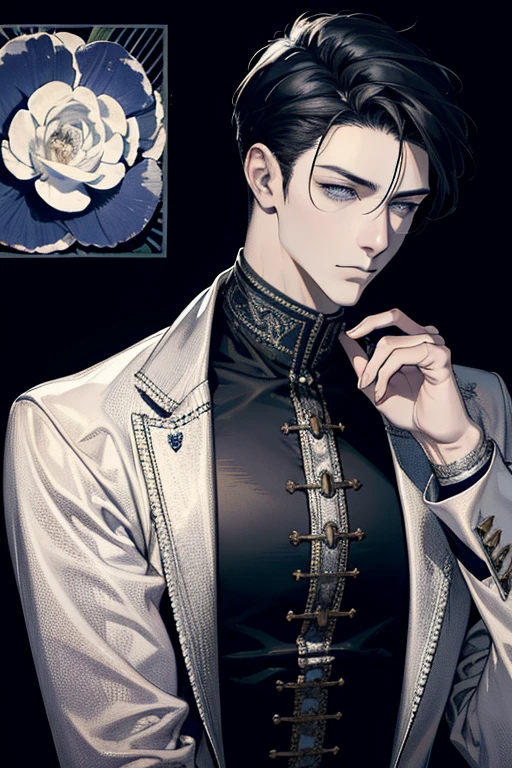 (absurdres, highres, ultra detailed), 1 male, adult, handsome, tall muscular guy, broad shoulders, casual outfit, finely detailed eyes, light color hair, complex pattern, detailed face, modern, city, best ratio four finger and one thumb, menacing, (dutch angle), closed mouth