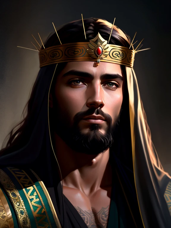 Jesus with crown of thorns on his head, Retrato de Jesus Cristo, 8k arte detalhada de alta qualidade, pintura detalhada 4K, wojtek fus, crown rendering, Jesus Cristo, Corporal Hristofor Žefarović, baixo detalhamento. pintura digital, Dirigido por: Roman Bezpalkiv., digital painting with 8K resolution, digital painting with 8K resolution