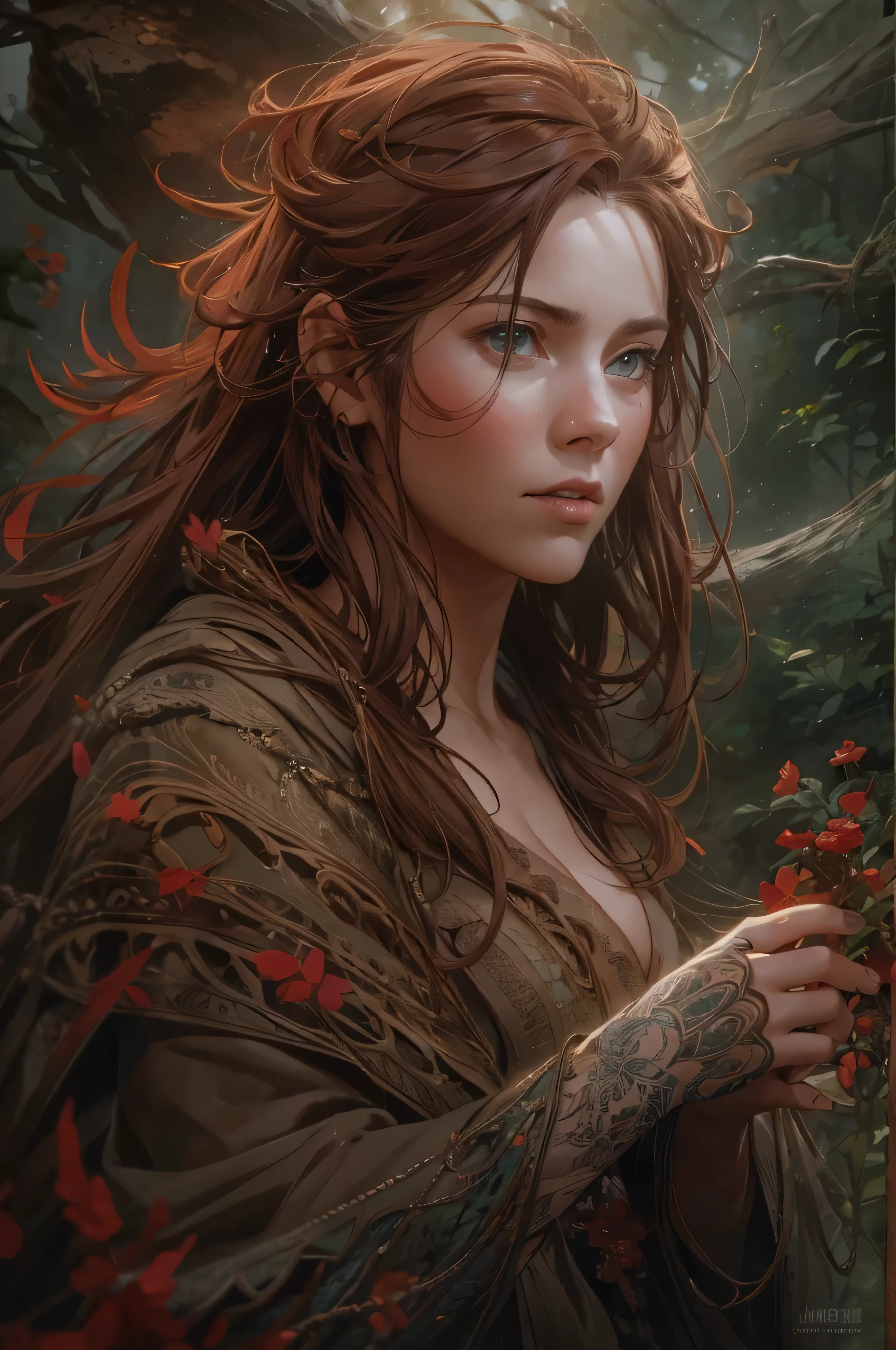 (by Greg Rutkowski: 1.2), (masterpiece), ((best quality)), extremely delicate and beautiful, illustration, (fantasy landscape), A mesmerizing fantasy with enchanting elements blending seamlessly. ((1 girl、Red sweater、(Brown hair:1.2)、(huge-breasted:1.2)、Classroom、looking at viewert、a closeup、full body Esbian、Nasty eyes, cleavage, ((perfect anatomy)), full body shot)), From Brian Froud and Carne Griffiths and Wadim Kashin and John William Waterhouse, 8K post-production, high resolution, hyperdetailed, depth of field, HDR, intricate