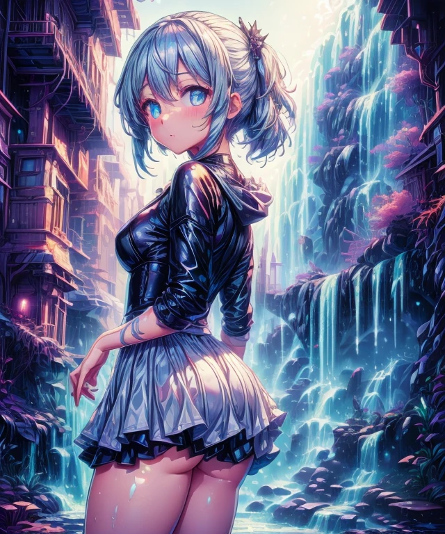 ((Masterpiece)), (highest quality))), (Character design sheet, national costume, same character, front, side, back), illustration, 1 girl, full body, silver hair, eye hair, beautiful eyes, princess cut, environmental change scene, short skirt, shyness, woman, girl, standing, goth , V-tuber, chartaan betarola, (simple background, white background: 1.3) ( Masterpiece:1.2), (Best Quality:1.3)