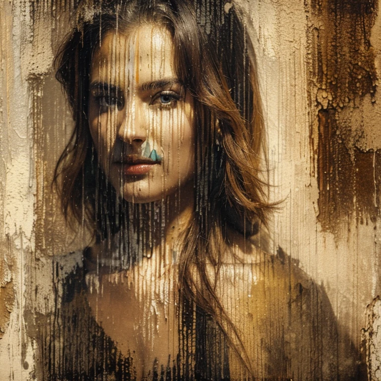 A canvas in different colored oil paint 