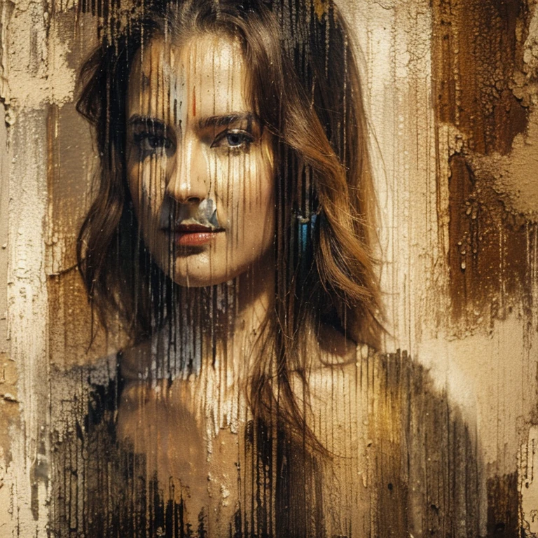 A canvas in different colored oil paint 