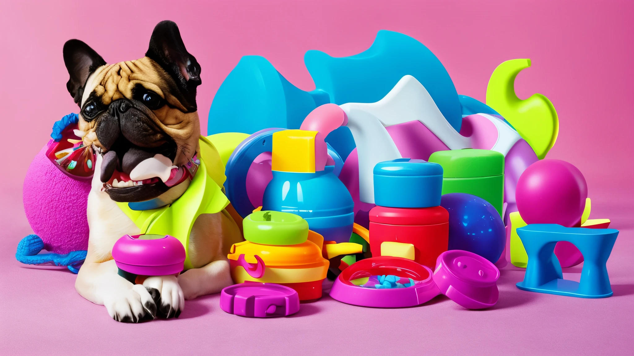 generate a pet product for a professional ad picture (colorful toys, chic accessories, and premium care items.....)