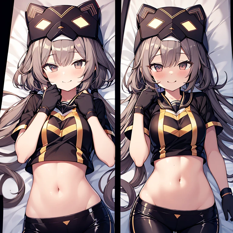 dakimakura, 1girl in, (Chiquita:1.2), IP1, 1girl in, Cat mask, croptop, Tight pants, Twin-tailed, Short sleeves, gloves, 
(Close Shot, Best Quality, hight resolution, 4K, Detailed Lighting, Shaders, NSFW), 

Smiling,
dynamic pose, 
looking at viewer,