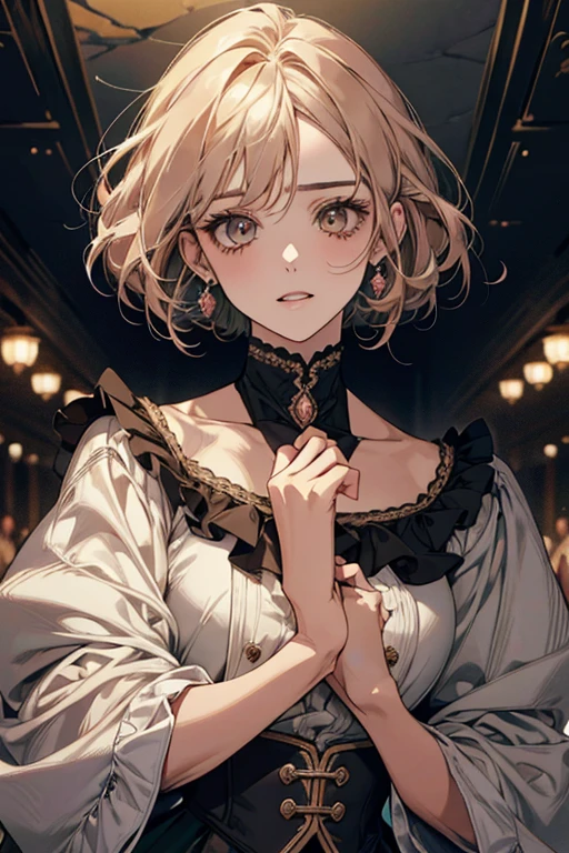 obra-prima、Maximum quality、Super high resolution、Linda garota 2D、animesque、 adolescente、O de cabelos compridos、Coroa prateada、lindos olhos azuis、The clothes are also pictured in detail、The eyes are depicted in detail、The face is depicted in detail、feiticeiros、Soio、sorriso gentil、adornos de cabelo、animesque、lighting