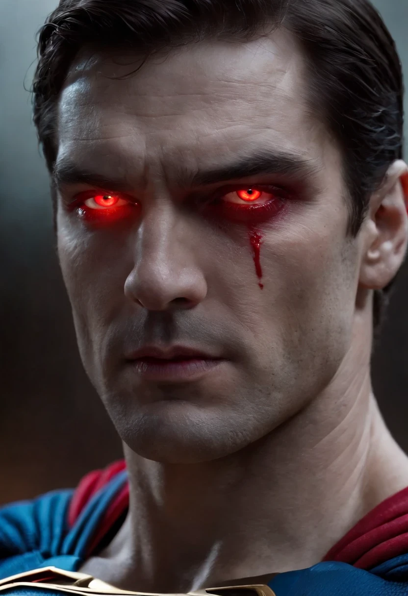 tears ,brown hair,red eyes,man, super human, art pop, masterpiece,intricate details, horror theme ,portrait,dark ambience, dust,low light ,cinematic, ambient oclussion, chromatic aberration