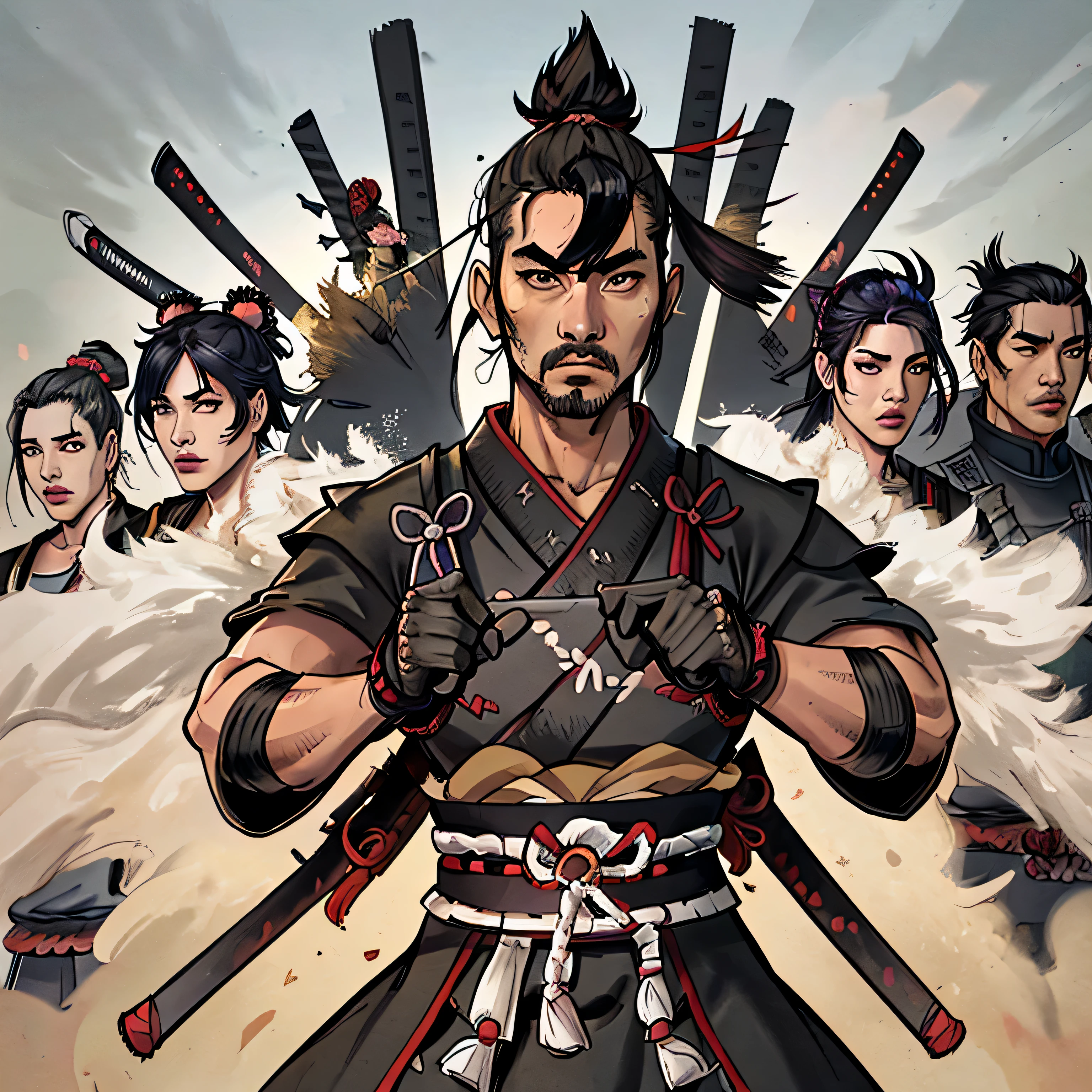 An army of male samurai