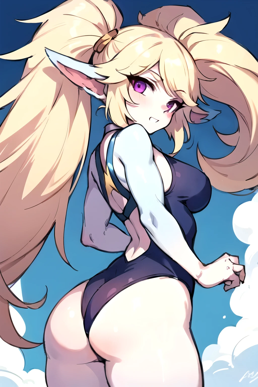 Poppy in swimsuit show ass
