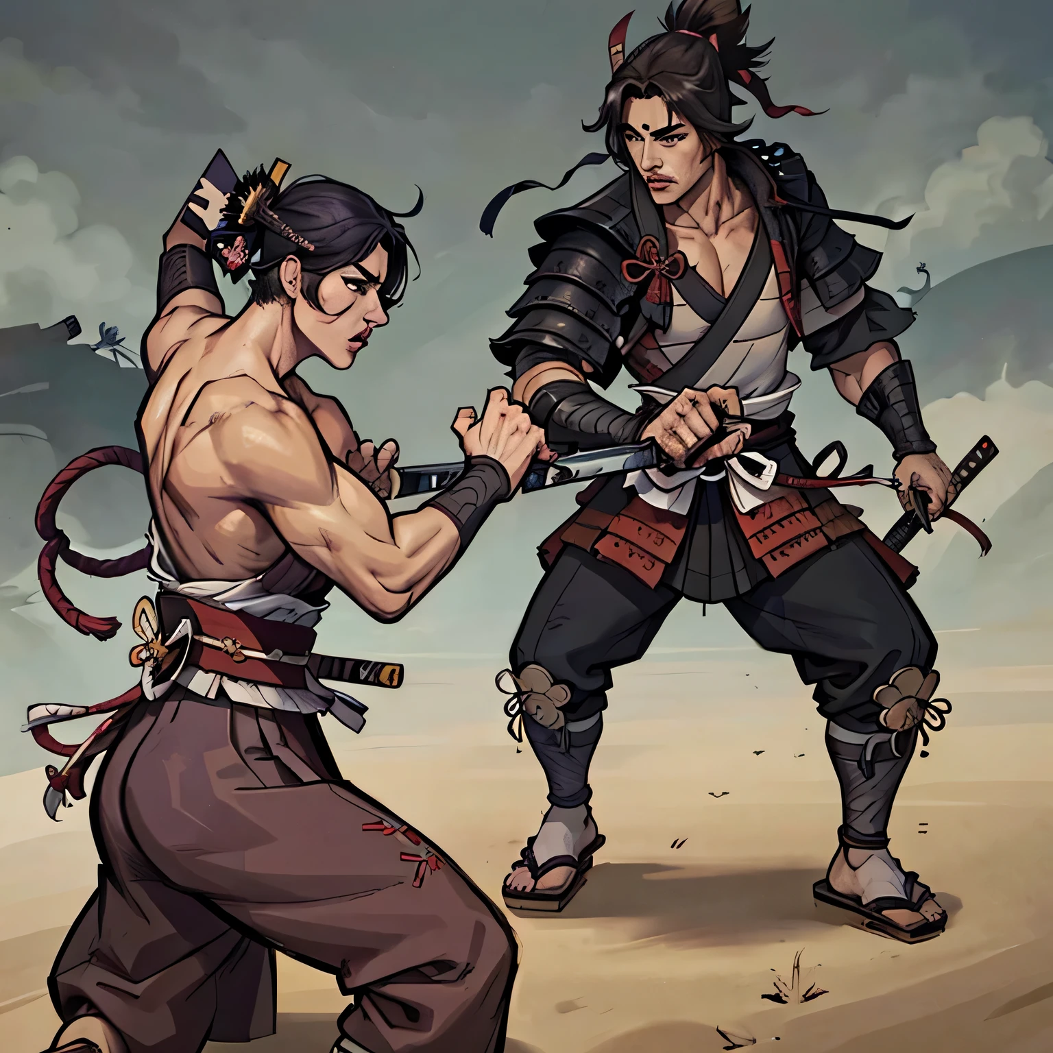 Fight between male samurai clans