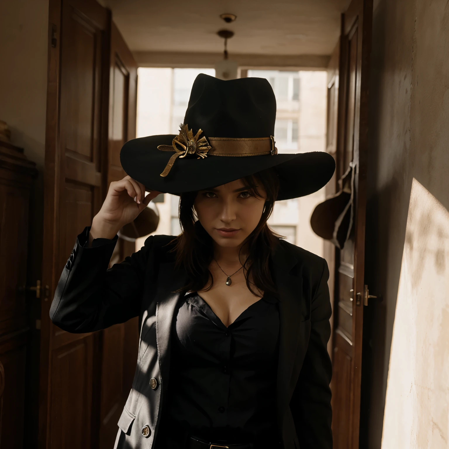 Crea a un detective con un gran sombrero 