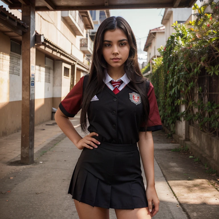 Sexy girl with dark hair using Uniform of the school santa terezinha(i want detailed uniform of the santa terezinhas uniform)