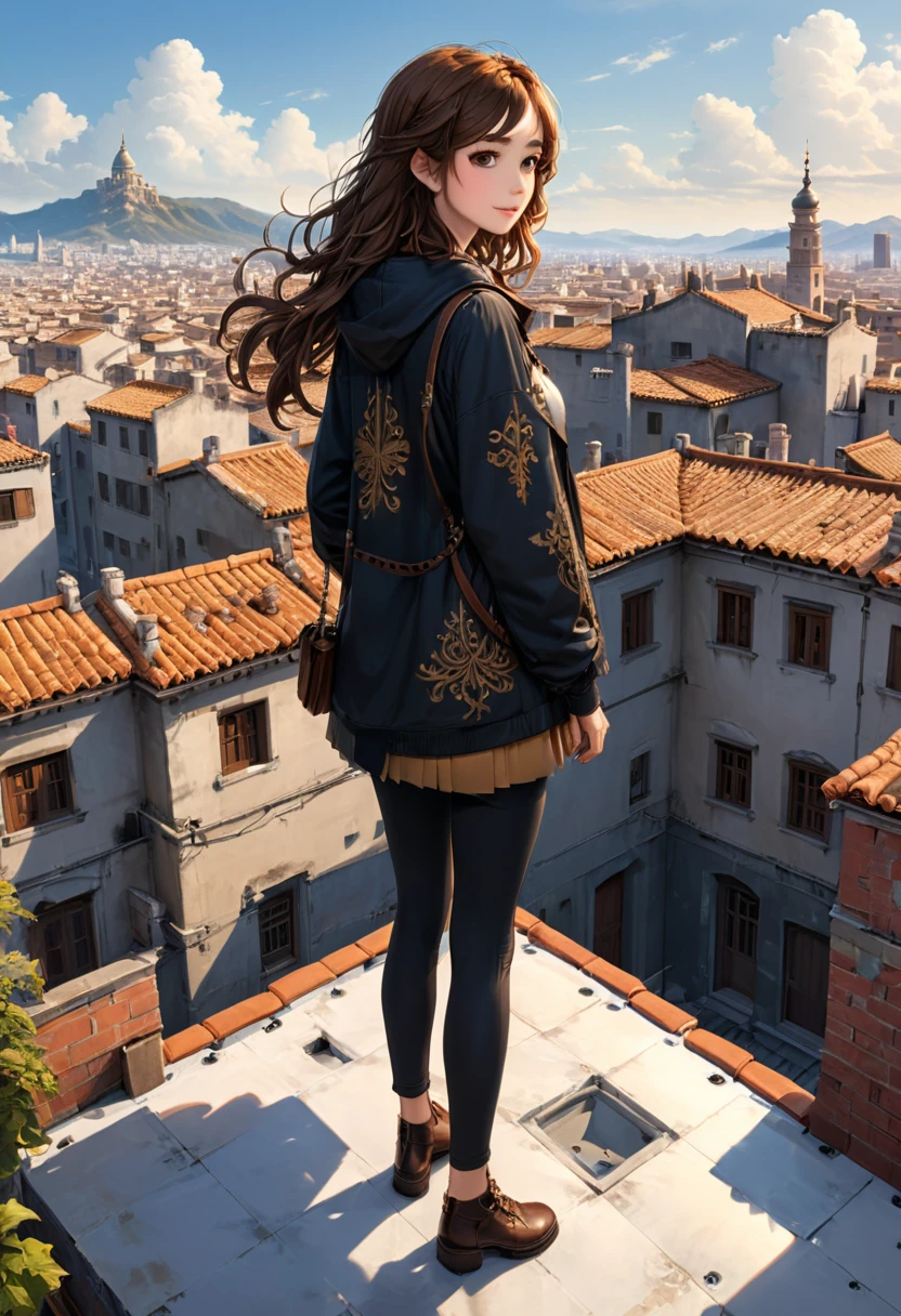 Person Standing on the Rooftop, (masterpiece, best quality, Professional, perfect composition, very aesthetic, absurdres, ultra-detailed, intricate details:1.3)
