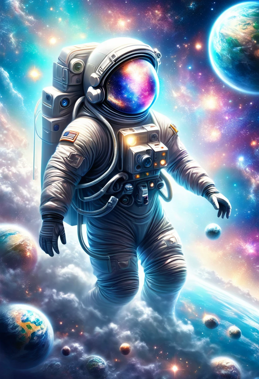 Obra maestra, alta calidad, delicado, Cuerpo detallado, Detallado intrincadamente, illustration, Un astronauta vagando por un planeta desconocido, arte conceptual, 4k, fancy , planeta alienigena , Mundo cubierto de maleza , Hermoso planeta del mundo --niji 5, (obra maestra),(Mejor calidad:1.0), (Ultra high resolution:1.0), pintura detallada, intrincado, (( magical, Hermoso, de otro mundo:1.4 )), (( Mejor calidad, vibrante, 32K ,luz y sombras bien definidas)). sin texto:1.3.