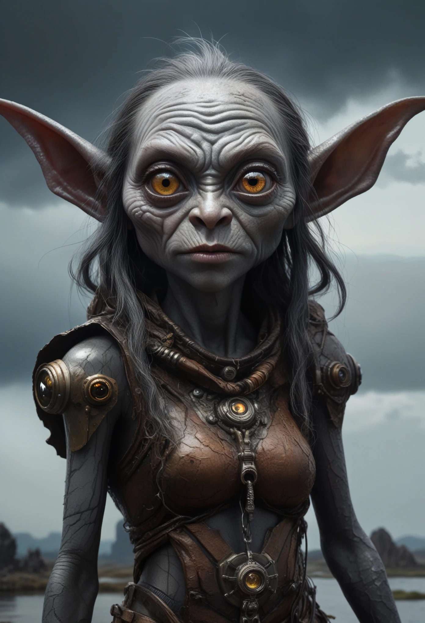 full-body-shot,Very tall , who can't fly,Cinematic, Technicolor,natural skin textures, hyper realisitc, hyper detailed,Extremely detailed,High contrast,Realistic,Chalsedoon goblin, back view,full body length,evil ghost,Hobgoblin,pretty face,intricate details,realistic humid skin,extremely intricate details,anatomically correct, eyes extremely detailed, high detailed eyes,High contrast,Ultra HD,Retina,HDR,photo,photorealism,Masterpiece, natural skin textures, hyper realism,hyper detailed,High contrast,(HDR:1.4),Realism,Ultra Detailed,irina yermolova, close full body shot,16K resolution,RAW, Nikon Z9,Paul Zizka,full body length,niobium goblin,native irish,pretty face,eyebrow up,full body shot,ominous landscape,niobium gray atmosphere,by art Simon Stalenhag,Nicola Samori,(((Wangechi Mutu))),prime colors,urban,extremely detailed,masterpiece,intricate details,faded,eyes extremely detailed, high detailed eyes,4k resolution,islands levitating above ground, Nikon Z9,scary village,stalker,Stone Forest in Yunnan Province of China