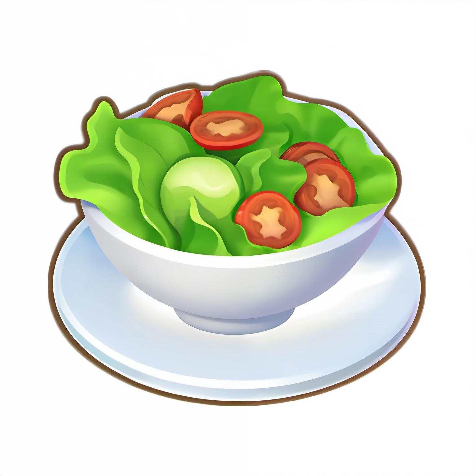 2d icon, Lettuce salad on plate. 