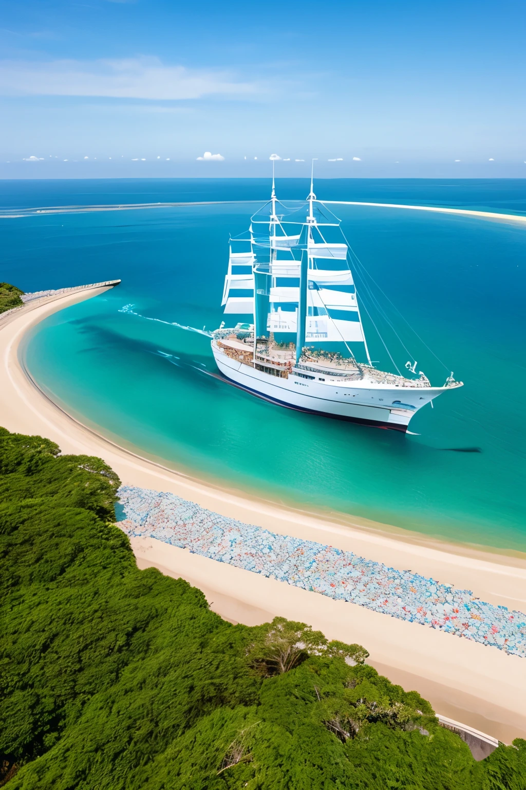 In the expansive canvas of a tranquil azure sea, an enchanting flotilla of sailing ships graces the horizon, each unique vessel showcasing a captivating deck design. The grid-like arrangement of this leading ship invites the imagination to transform the seafaring experience into an exhilarating board game session.
As we soar above the scene in an aerial perspective, an award-winning photographer named Miki Asai readies their camera for a mesmerizing close-up. In the immaculate setting of a state-of-the-art studio, they meticulously focus on the complex labyrinth of lines and patterns that adorn the deck, their Ze