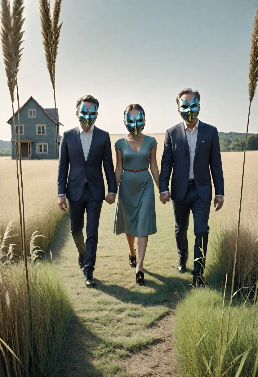 A house in the middle of nowhere, a group of 4 people wearing strange masks, standing nearby in a field of tall grass, holding hands, shot from afar, photorealistic in Cinestill 50D style, cinematic, photorealistic, hyperrealistic, hyperrealistic, cinematic light, ultrarealistic photography, ultradetailed, - -ar 1:1 --style raw --stylize 200.
cinematic, Cinestill 50D, hyperrealistic, photorealistic, ultra-detailed, ultrarealistic photography, v 6
