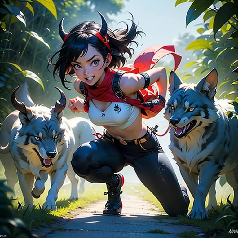 tick grass, garoto (lenda )feet facing backwards with clothes made of green leaves, cabelo vermelho, sorriso evil , motado um porco do mato gigante, alto nivel de acabamento, luz e sombra, blue neon smoke, lindo, explosion of pleasure, featured on amiami, demon horns, alicization artgerm ---ar 9:16 Nijie