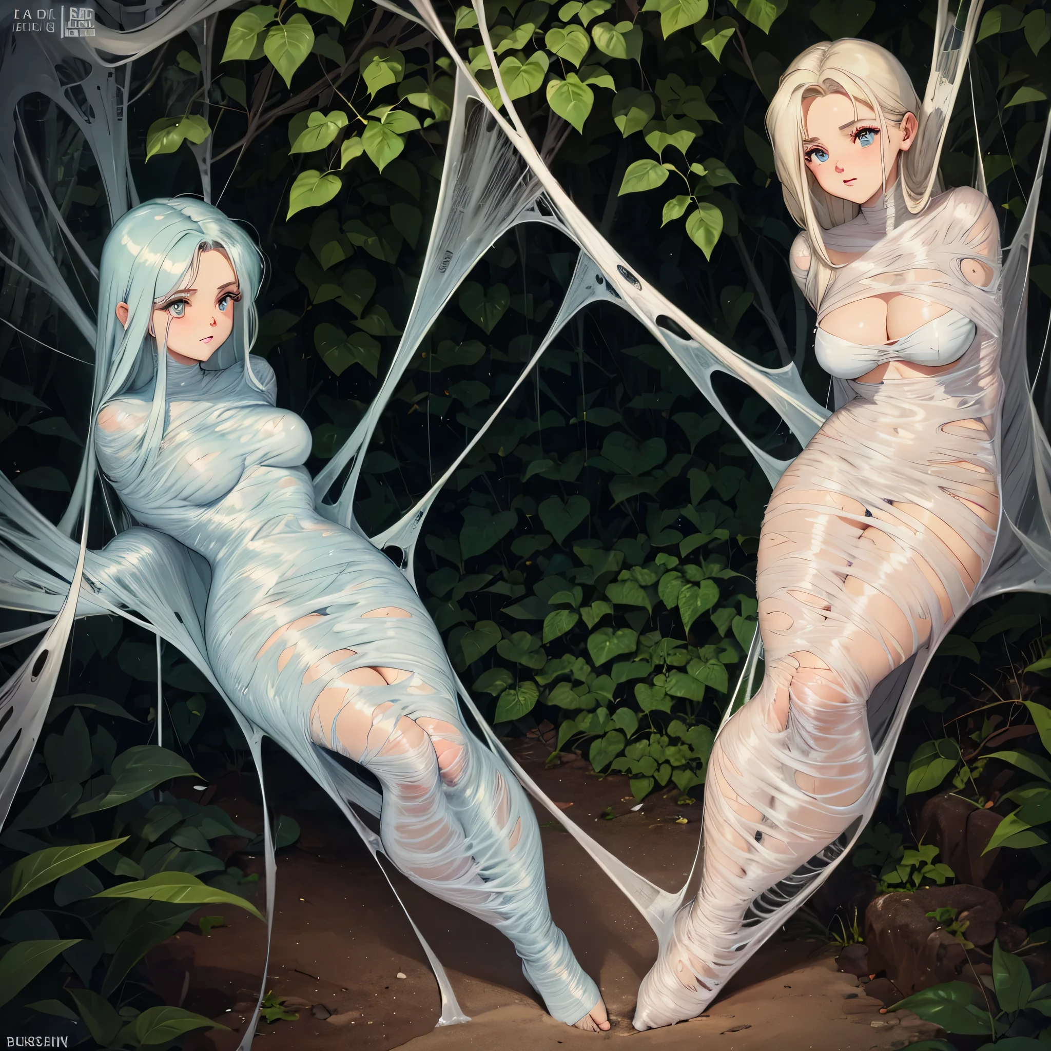 (a) fairy, beautiful,detailed wings, detailed dress, detailed face, (highres:1.2), (realistic:1.37)
medium: oil painting
(a) girl, trapped, hanging, (best quality, 8k, highres:1.2), (realistic, photo-realistic: 1.37)
spider web, dense, delicate, intricate
(garden) plants, flowers, vibrant colors
(light) soft, ethereal, sunlight filtering through the trees
(d) cobweb, sticky strands, shimmering
(cocoon) silk, translucent, wrapped tightly