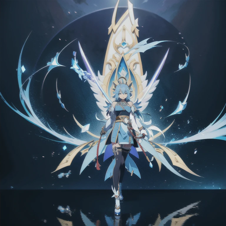 anime girl with blue hair and blue dress holding a sword, official character art, mizutsune, official character illustration, art of kirokaze pixel, keqing from genshin impact, game art!!, ayaka genshin impact, arcane art style, official art, genshin impact character, anime moe artstyle, official artwork, high detailed official artwork