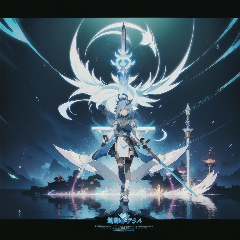anime girl with blue hair and blue dress holding a sword, official character art, mizutsune, official character illustration, art of kirokaze pixel, keqing from genshin impact, game art!!, ayaka genshin impact, arcane art style, official art, genshin impact character, anime moe artstyle, official artwork, high detailed official artwork
