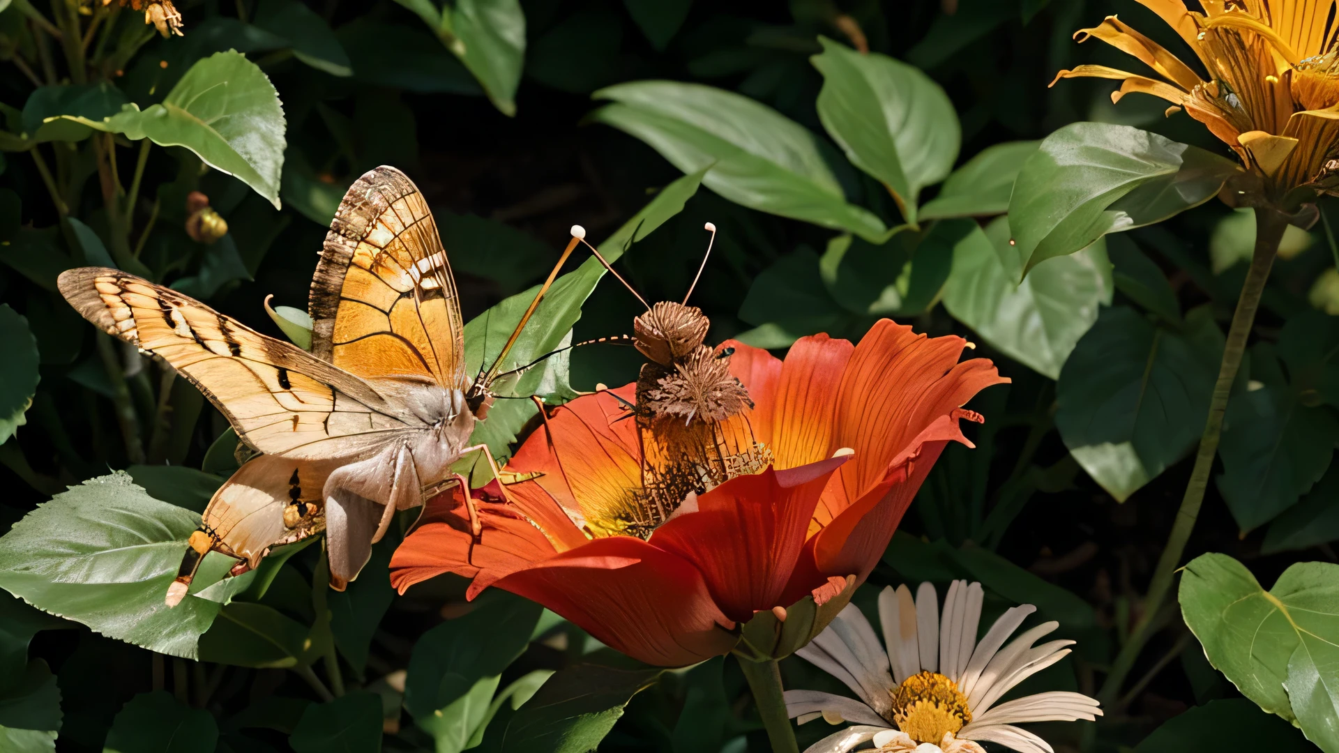 Mariposa libando sobre flor