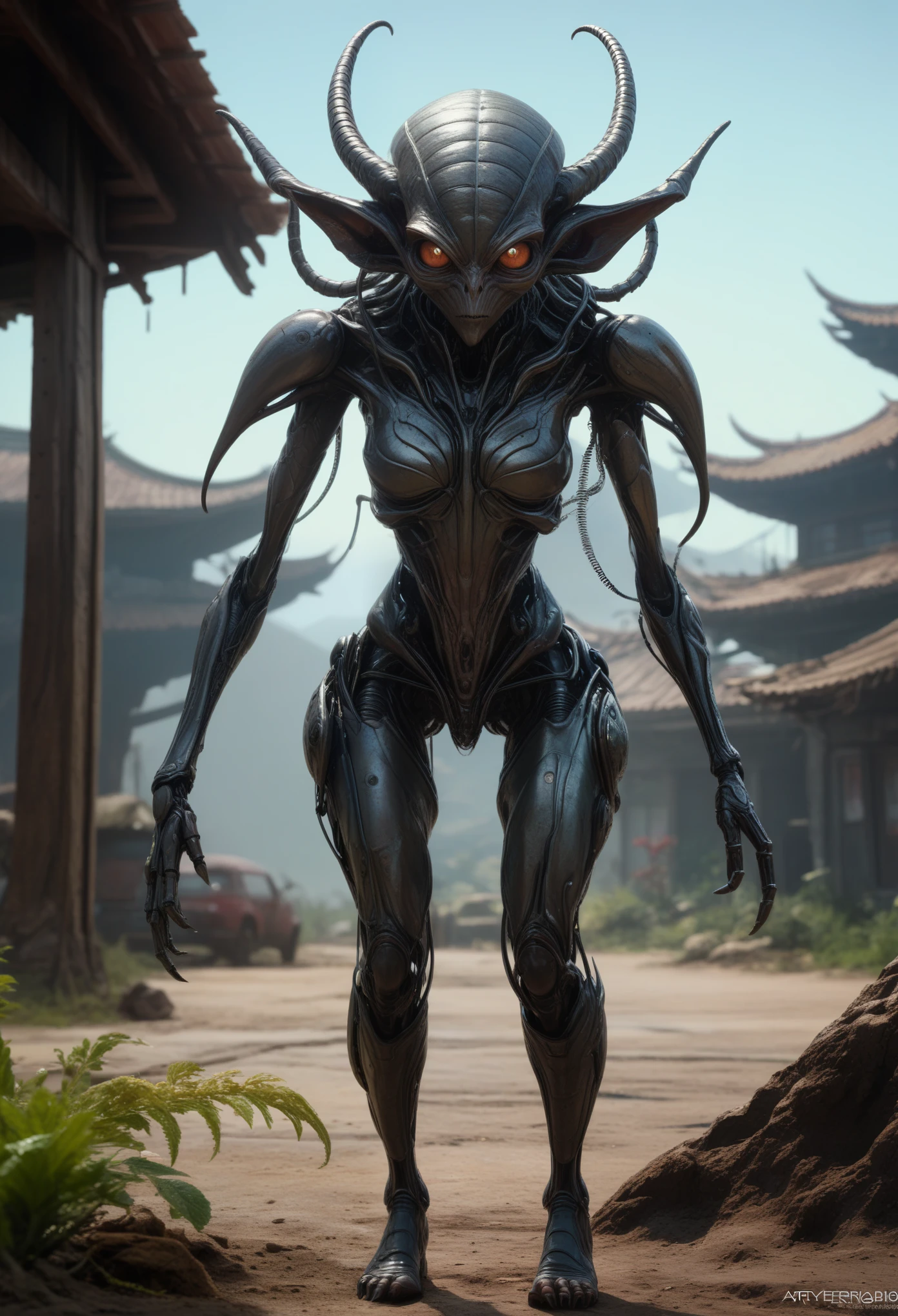 full-body-shot,Very tall ,Insectoid girl, alien girl on her planet, alien body, bugs body, feelers, mandibles, 8k, UHD, masterpiece, hight resolution, delicate detail, realistic, highly detailed, perfect composition, beautiful, detailed, insanely detailed, octane render, trending on artstation, 8k artistic photography, photorealistic concept art, soft, natural, volumetric, cinematic, natural light, Mysterious,Chalsedoon goblin, back view,full body length,evil ghost,Hobgoblin,pretty face,intricate details,realistic humid skin,extremely intricate details,anatomically correct, eyes extremely detailed, high detailed eyes,High contrast,Ultra HD,Retina,HDR,photo,photorealism,Masterpiece, natural skin textures, hyper realism,hyper detailed,High contrast,(HDR:1.4),Realism,Ultra Detailed,irina yermolova, close full body shot,16K resolution,RAW, Nikon Z9,Paul Zizka,full body length,niobium goblin,native irish,pretty face,eyebrow up,full body shot,ominous landscape,niobium gray atmosphere,by art Simon Stalenhag,Nicola Samori,(((Wangechi Mutu))),prime colors,urban,extremely detailed,masterpiece,intricate details,faded,eyes extremely detailed, high detailed eyes,4k resolution,islands levitating above ground, Nikon Z9,scary village,stalker,Stone Forest in Yunnan Province of China