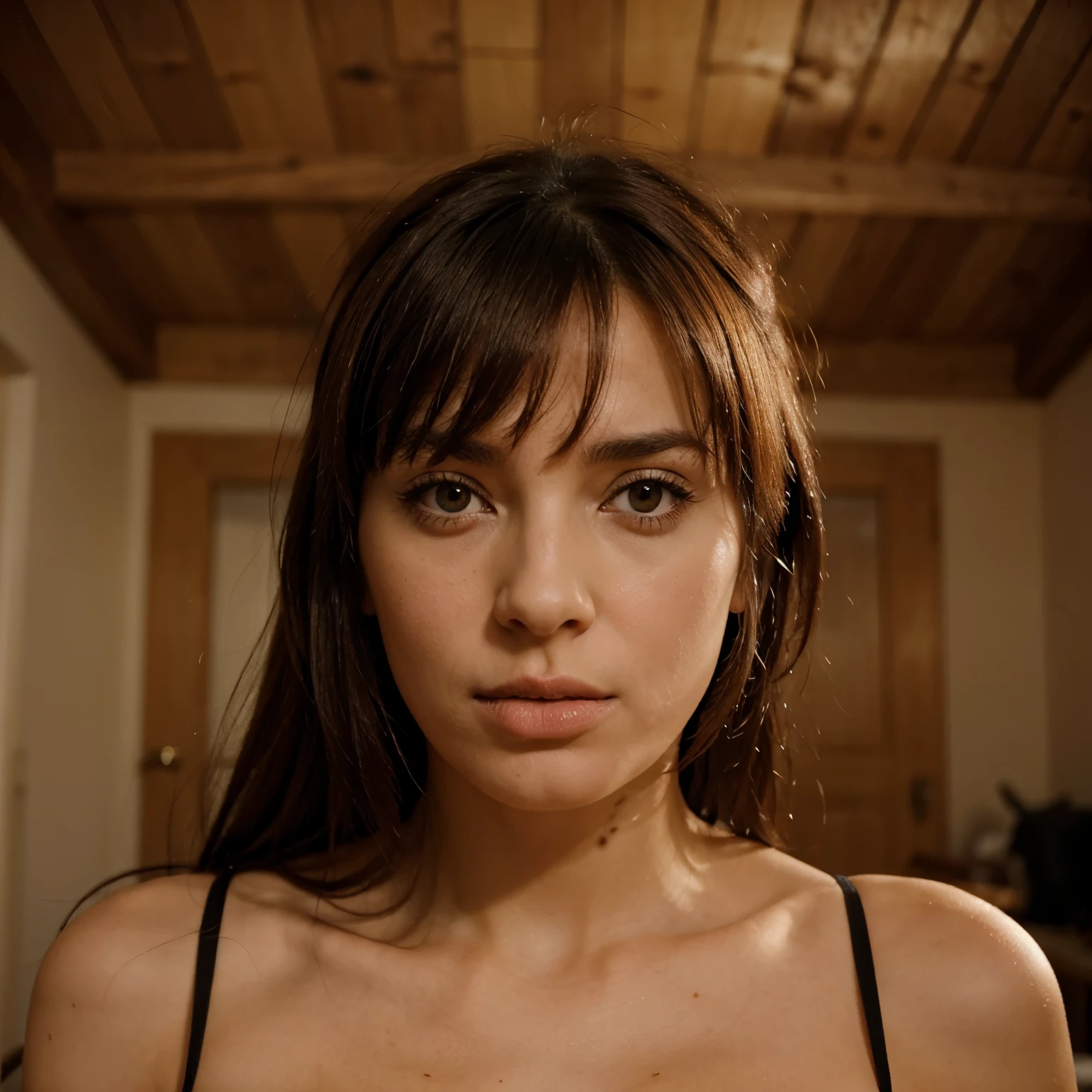 Une femme avec des gros sein suce une bite